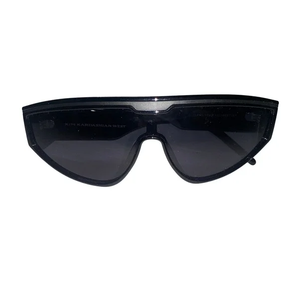 Carolina Lemke X Kim Kardashian West Black Shield Sunglasses - Picture 1 of 7